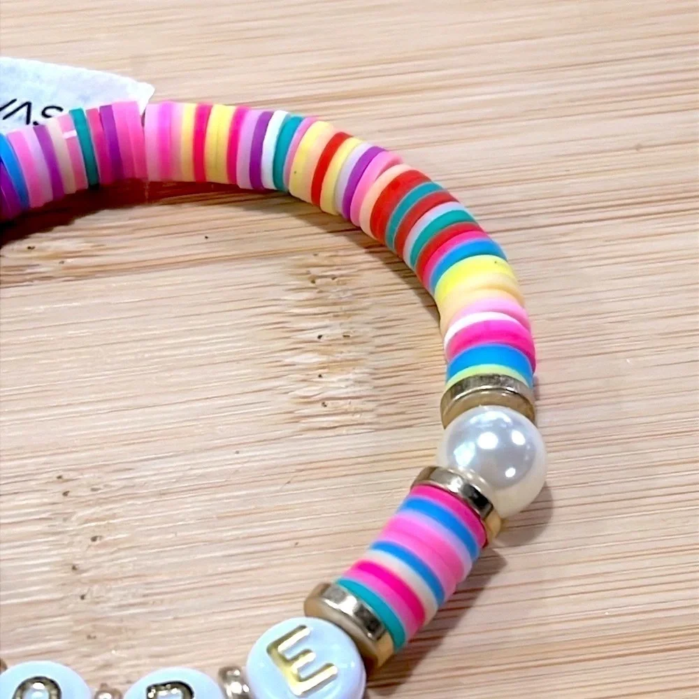 Brand New Canvas Multicolored Beaded Friendship Bracelet “HOPE” Stretch Colorful